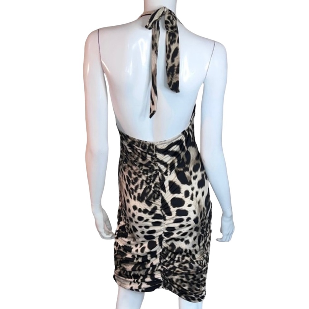 Party 21 Leopard Print Snake Medallion Bodycon Brown & Cream Halter Midi Dress - Picture 7 of 10